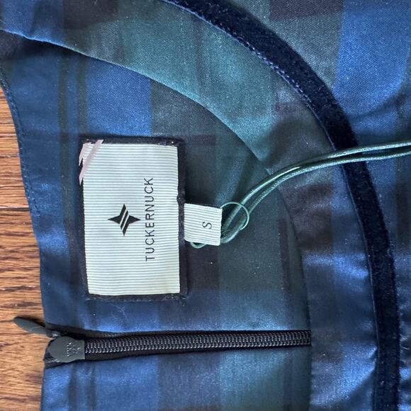 New Tuckernuck Jamie Blackwatch Plaid Maxi Dress Womens S Velvet Trimmed Tartan - Picture 14 of 16